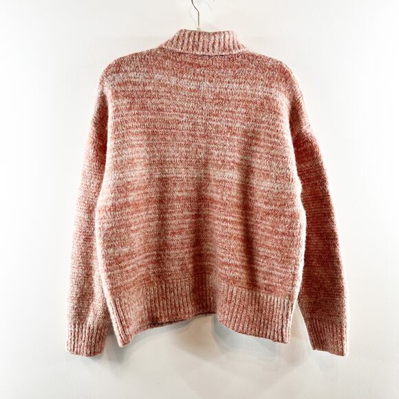 Zara Relaxed Fit Dropped Shoulder Turtleneck Knit Pullover Sweater Beige Red M/L - Picture 10 of 11